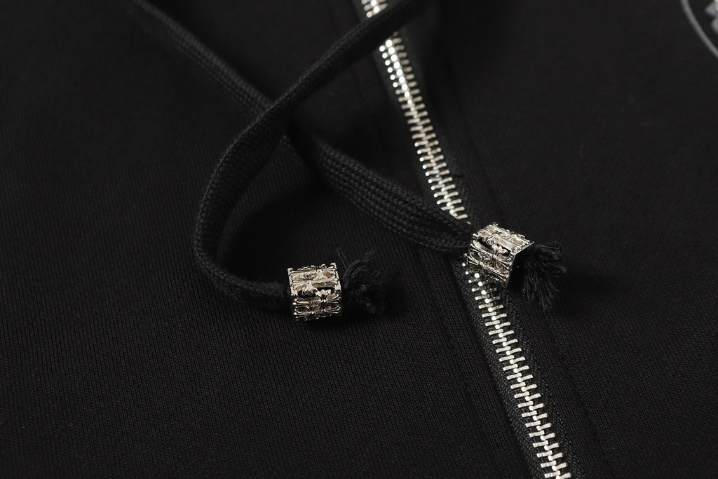 Chrome-Hearts Rhinestone Horseshoe Hoodie - Black Gothic Streetwear Sweatshirt 2601