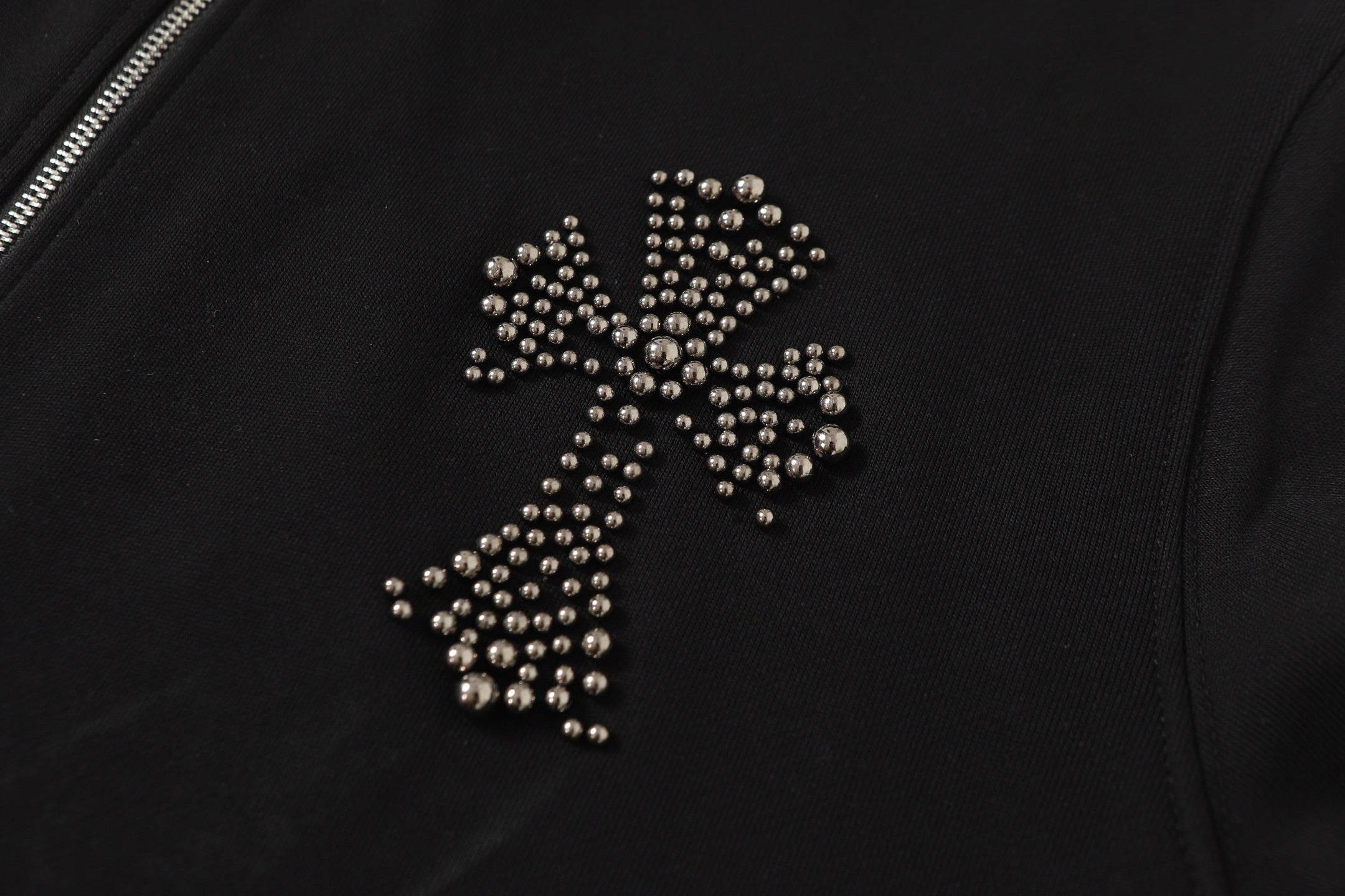 Chrome-Hearts Rhinestone Cross Hoodie - Black Gothic Streetwear Sweatshirt 2633