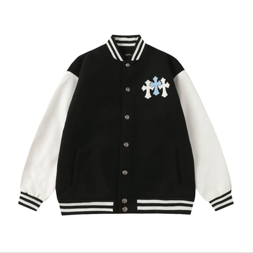 Chrome-Hearts Black White Street Style Baseball Coat 0002