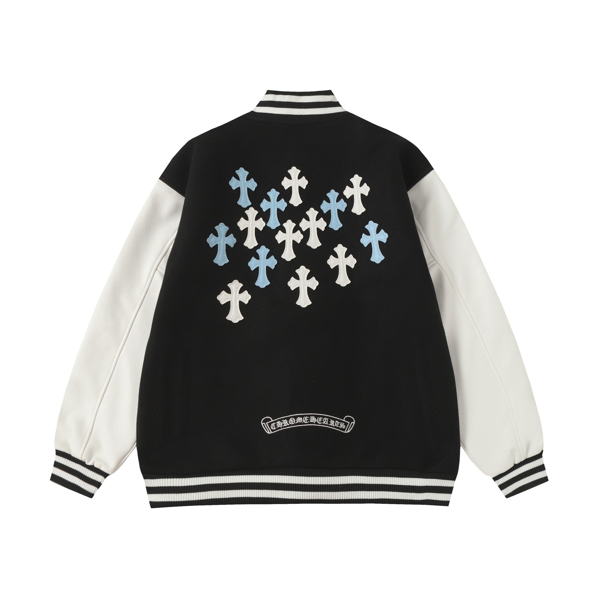 Chrome-Hearts Black White Street Style Baseball Coat 0002