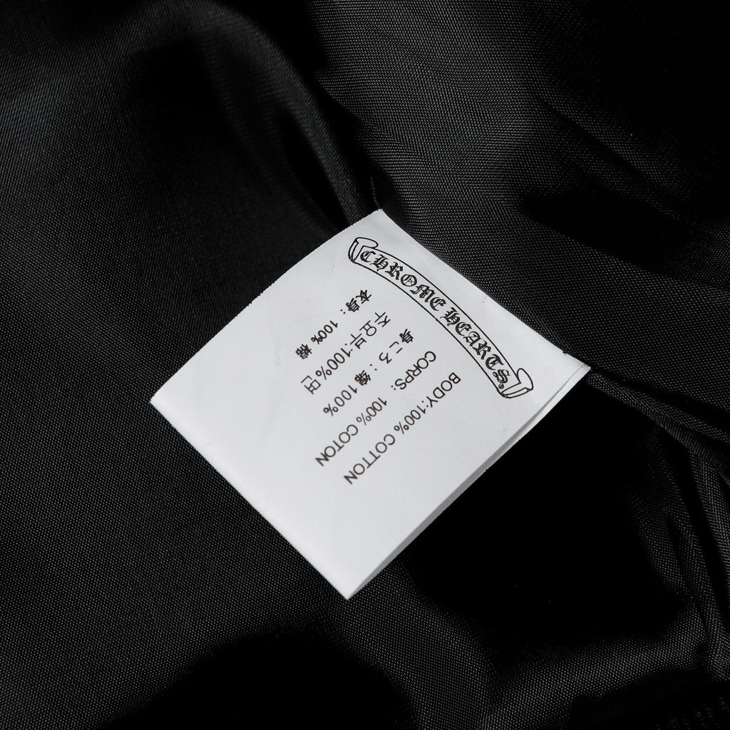 Chrome-Hearts Layered Cross Varsity Jacket - Black White Street Style Outerwear 2208