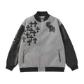 Chrome-Hearts Multi Cross Varsity Jacket - Grey Black Street Jacket 2215