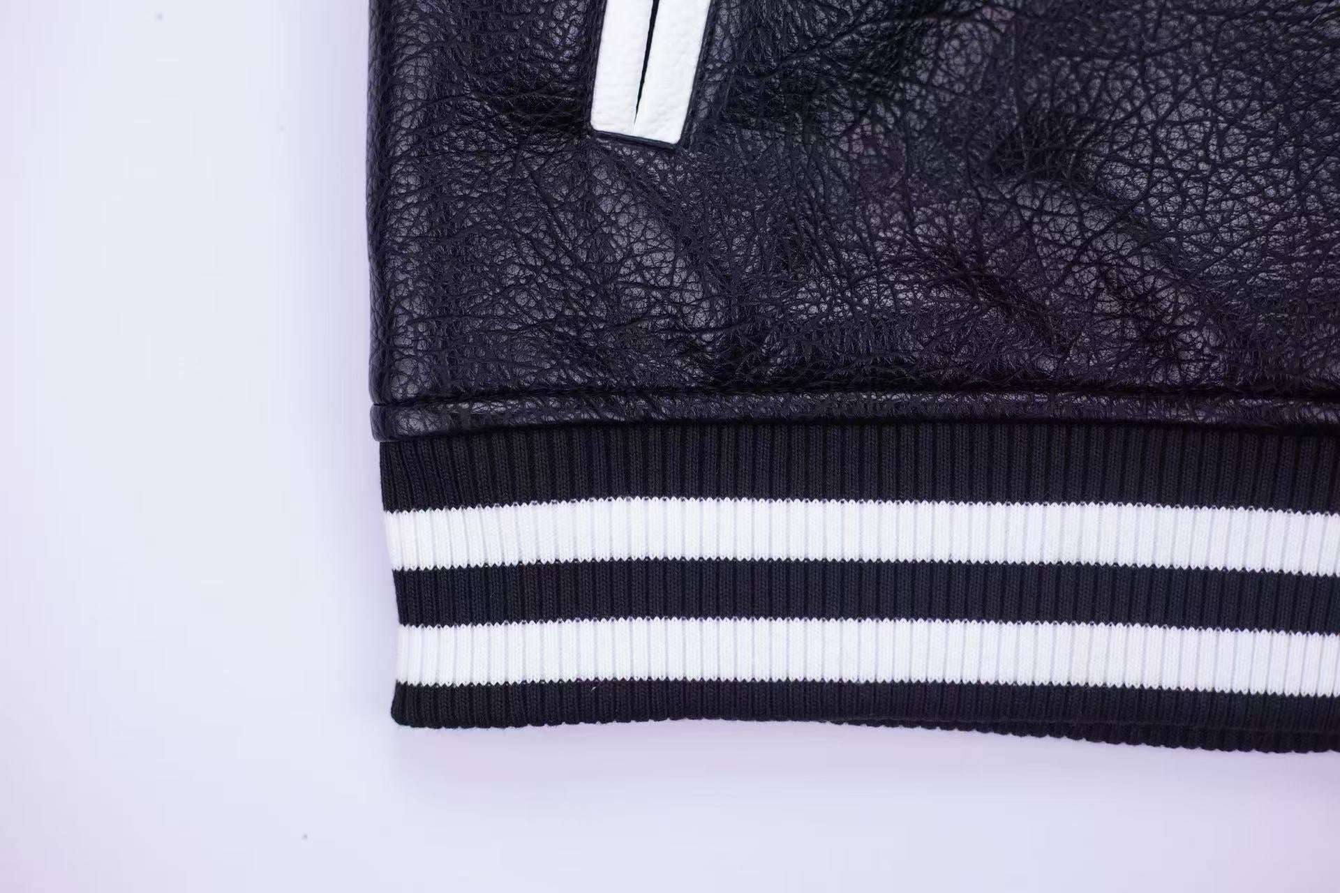 Chrome-Hearts Embroidered Sleeve Varsity Jacket - Black Streetwear Coat 5577