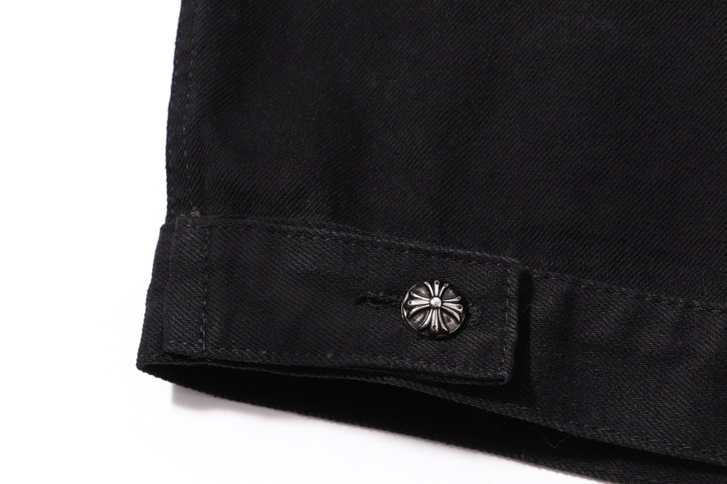 Chrome-Hearts Multi Cross Studded Denim Jacket - Black Gothic Streetwear Coat H49