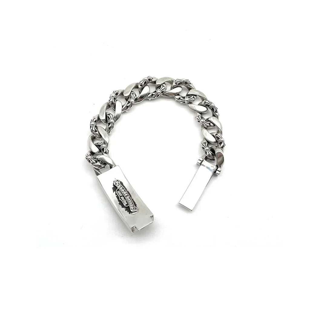 Chrome-Hearts Silver Cross Link Cuban Bracelet