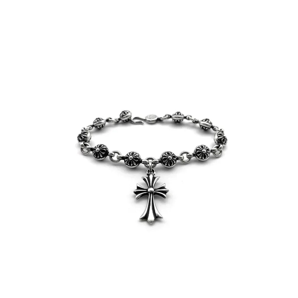 Chrome-Hearts Silver Cross Ball Tiny E Bracelet