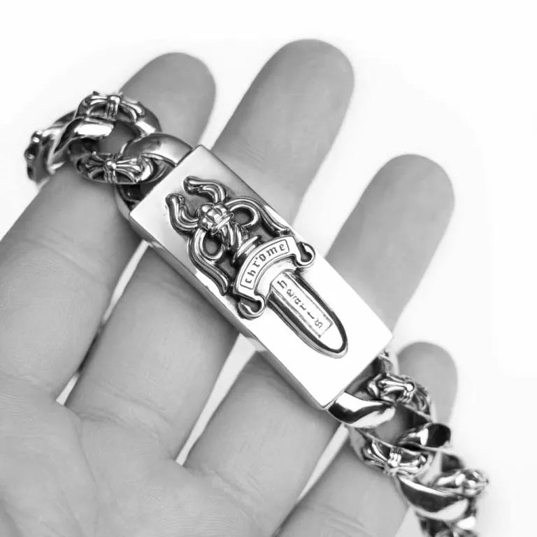 Chrome-Hearts DAGGER ID FANCY LINK CLIP BRACELET -6