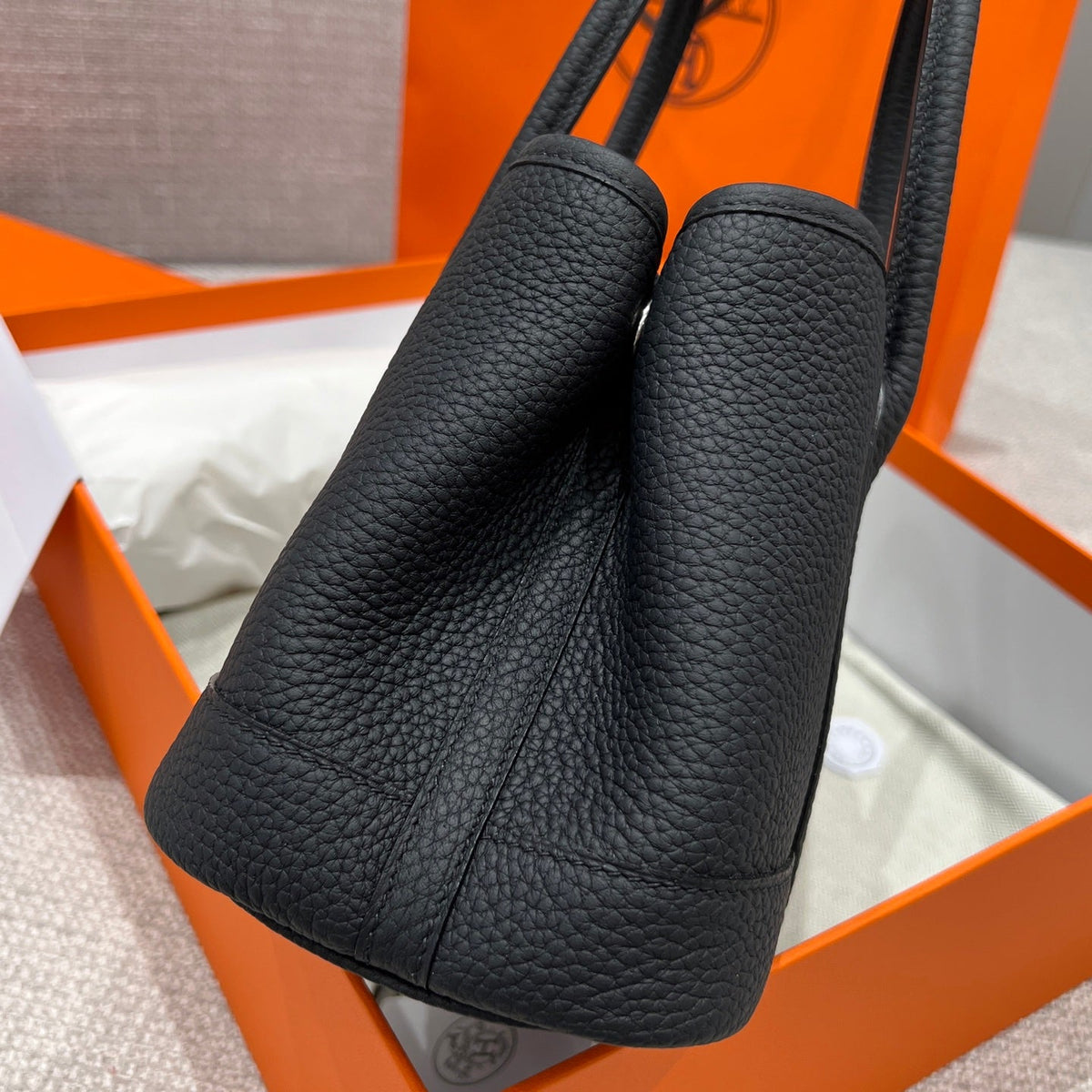 HERMES GARDEN PARTY 23CM IN BLACK CALFSKIN
