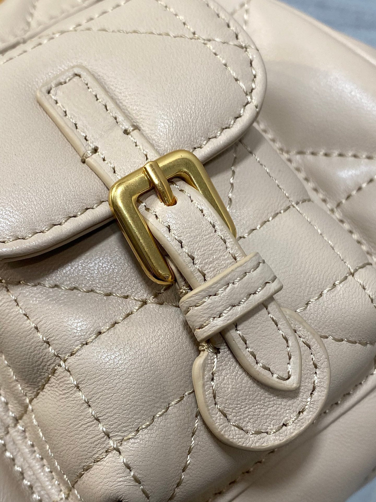 DIOR SMALL 20 CARO BACKPACK IN ALMOND BEIGE MACROCANNAGE LAMBSKIN