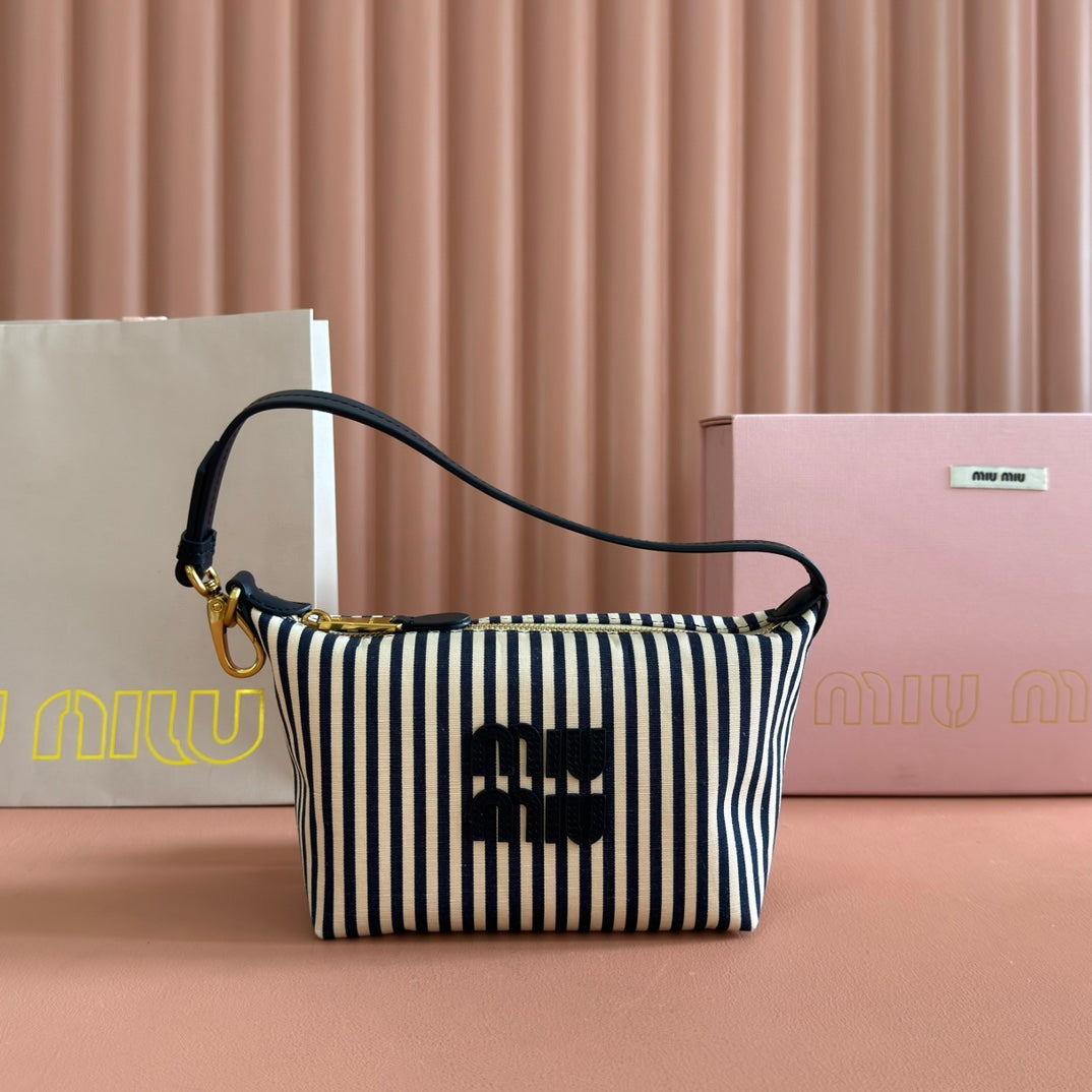 HOBO BAG 25 STRIPED WITH LOGO IN CANVAS